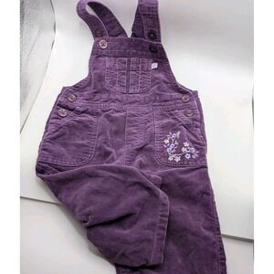 Carters Velvet Embroidered Overalls 9 Months Purple 100% Cotton Flowers